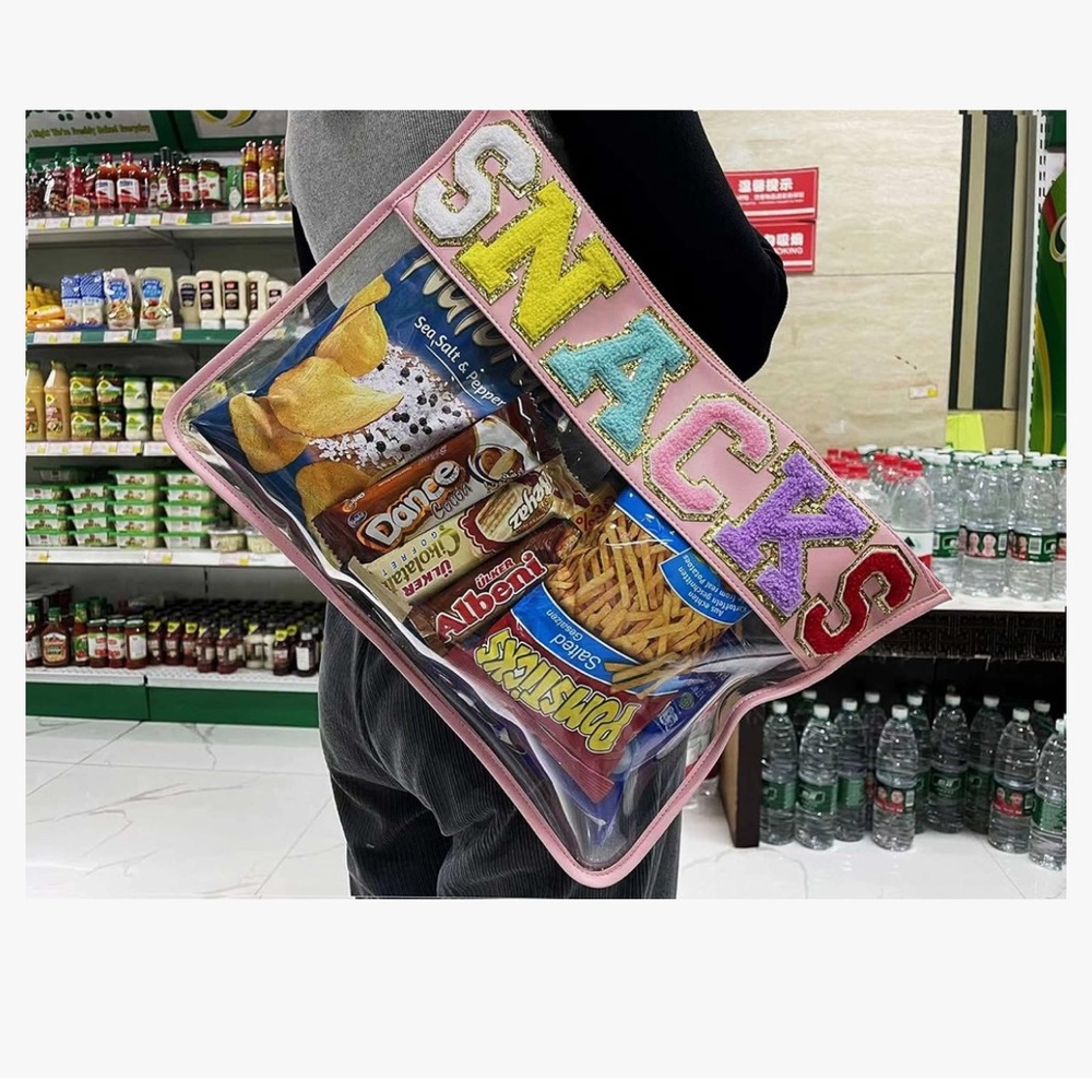 Colorful 'SNACKS' Transparent Tote Bag